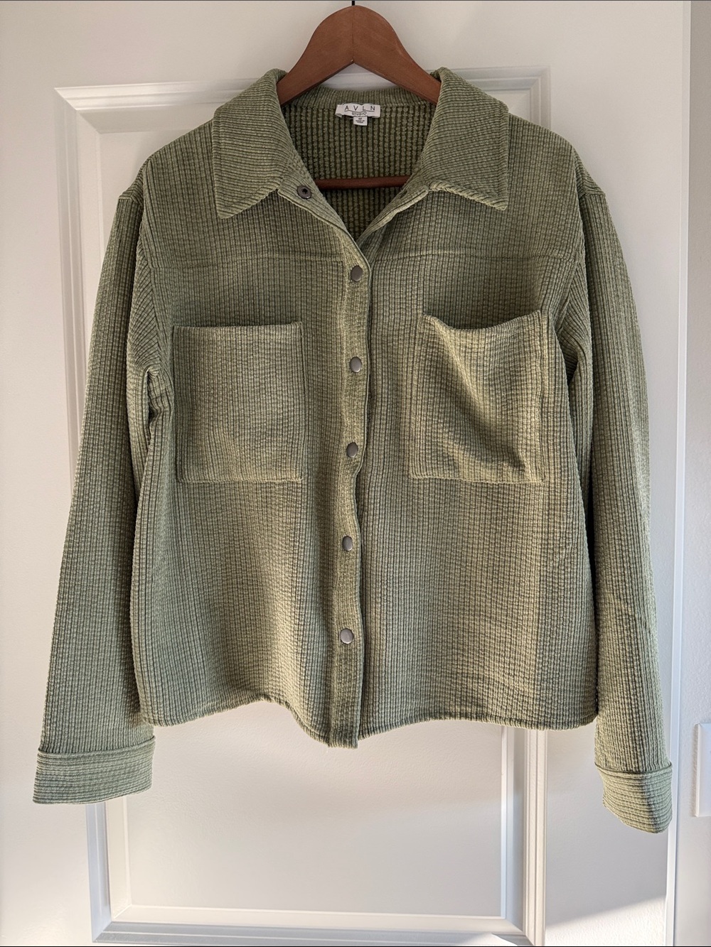 Washed Sage Green Button-Up Shacket